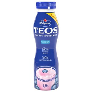Питьевой йогурт Савушкин TEOS Черника 1.8%, 300 г (фото modal nav 1)