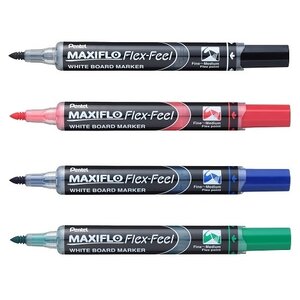 Pentel Набор маркеров для доски Maxiflo Flex Feel с магнитной губкой MWL5SBF-4N (1-5мм, 4 шт.) (фото modal nav 5)