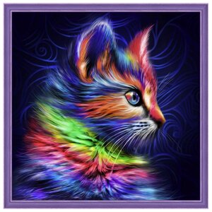 Алмазная живопись Набор алмазной вышивки Разноцветный котенок (АЖ-1777) 30х30 см (фото modal nav 1)