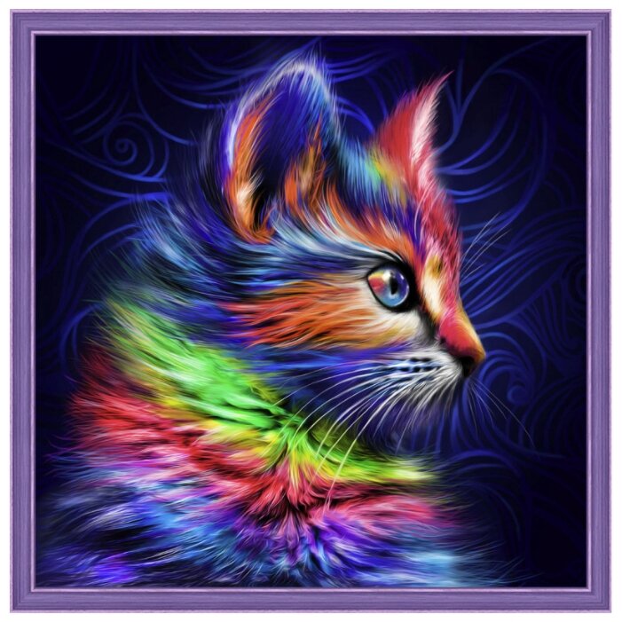 Алмазная живопись Набор алмазной вышивки Разноцветный котенок (АЖ-1777) 30х30 см (фото modal 1)