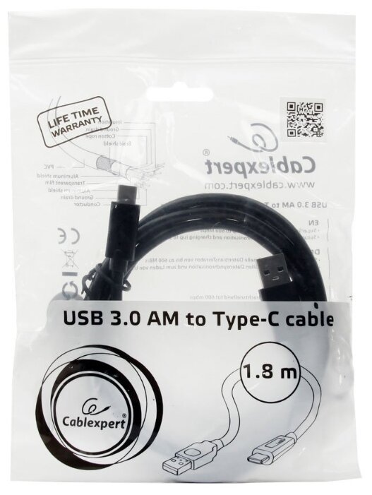Кабель Cablexpert USB - USB Type-C (CCP-USB3-AMCM-6) 1.8 м (фото modal 3)