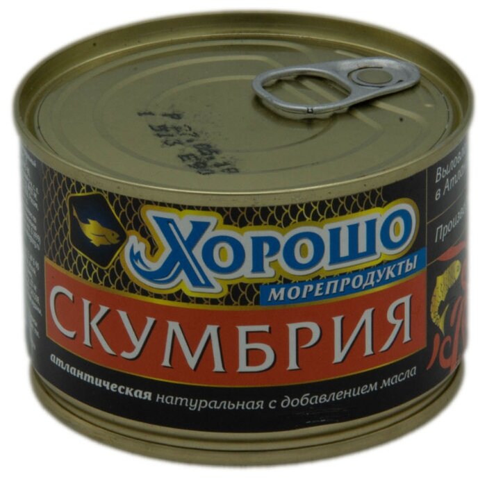 ХОРОШО Скумбрия атлантическая натуральная с маслом, 250 г (фото modal 1)
