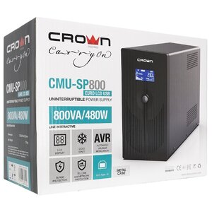 Интерактивный ИБП CROWN MICRO CMU-SP800 Euro LCD USB (фото modal nav 3)