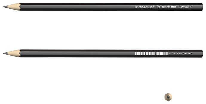 ErichKrause Набор чернографитных шестигранных карандашей Jet Black 100 HB 12 шт (45604) (фото modal 2)