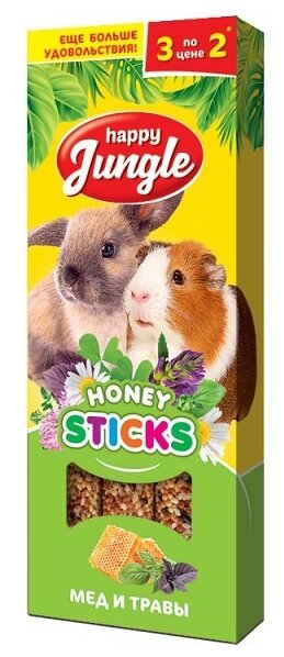 Лакомство для кроликов, грызунов Happy Jungle Honey sticks Мед и травы (фото modal 1)