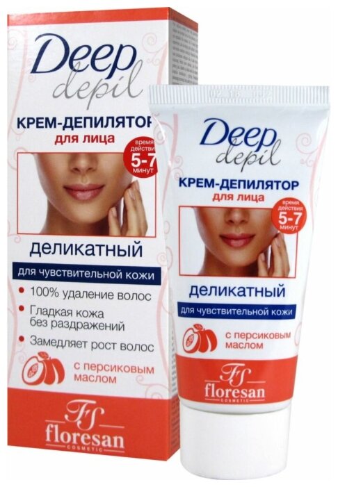 Floresan Деликатный крем-депилятор для лица Deep Depil для чувствительной кожи с персиковым маслом (фото modal 1)