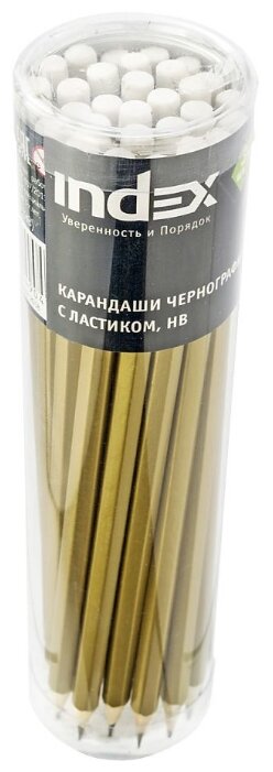 Index Набор чернографитных карандашей 30 штук с ластиком HB золотистый корпус (I2000) (фото modal 1)