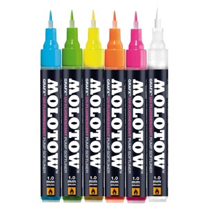 Molotow Набор маркеров Grafx UV-Fluorescent Basic set 1, 6 шт. (200471) (фото modal nav 2)