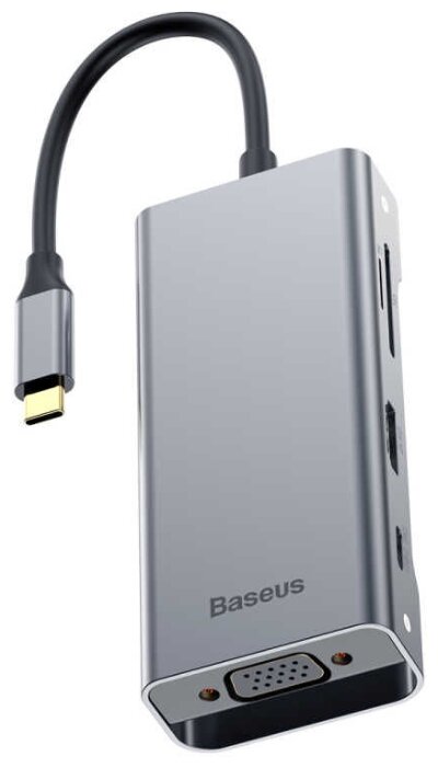 USB-концентратор Baseus Multi-functional HUB Type-C - 3xUSB/HDMI/Type-C/VGA (CATXF-A0G), разъемов: 4 (фото modal 1)
