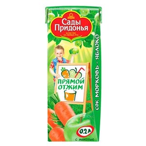 Сок с мякотью Сады Придонья Яблоко-морковь (Tetra Pak), c 4 месяцев (фото modal nav 1)