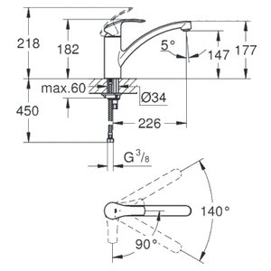 Однорычажный смеситель для кухни (мойки) Grohe Eurosmart 30260002 (фото modal nav 2)