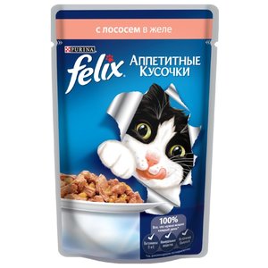 Корм для кошек Felix (0.085 кг) 1 шт. Аппетитные кусочки с Лососем в желе (фото modal nav 1)