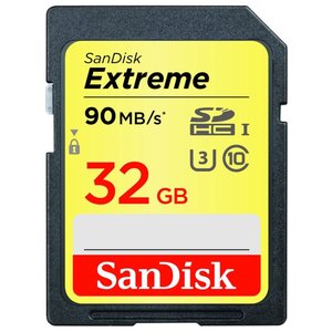 Карта памяти SanDisk Extreme SDHC UHS Class 3 90MB/s 32GB (фото modal nav 1)