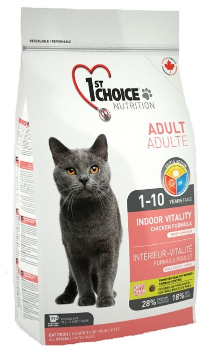 Корм для кошек 1st Choice (10 кг) INDOOR VITALITY for ADULT CATS (фото modal 1)