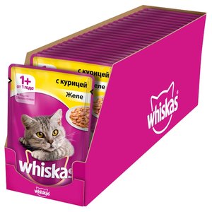 Корм для кошек Whiskas Желе с курицей для взрослых кошек (0.085 кг) 24 шт. (фото modal nav 1)
