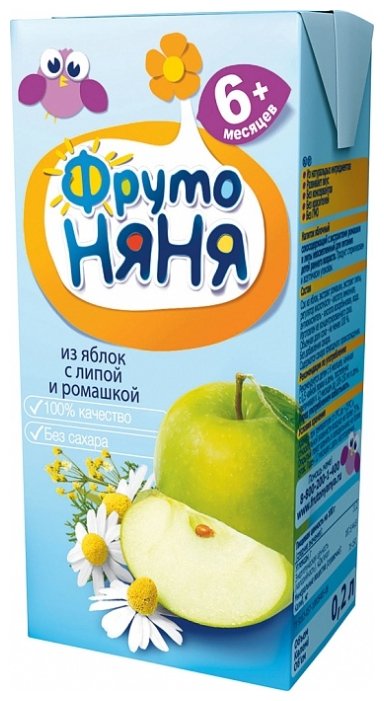 Напиток ФрутоНяня из яблок с экстрактами ромашки и липы, c 6 месяцев (фото modal 1)