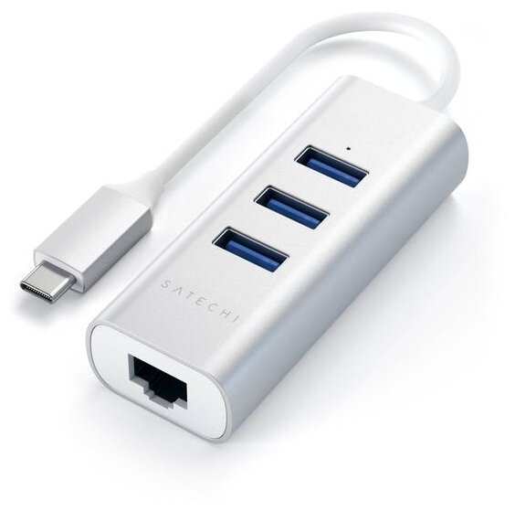 USB-концентратор Satechi Type-C 2-in-1 USB 3.0 Aluminum 3 Port Hub and Ethernet Port (ST-TC2N1USB31A), разъемов: 3 (фото modal 1)