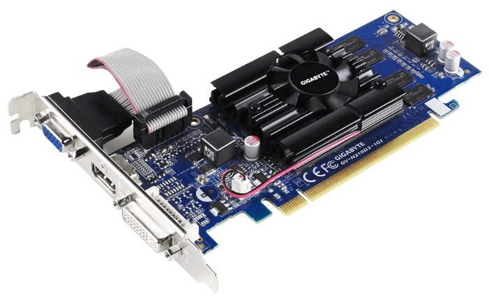 Видеокарта GIGABYTE GeForce 210 520MHz PCI-E 2.0 1024MB 1200MHz 64 bit DVI HDMI HDCP rev. 6.0 (фото modal 1)