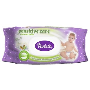 Влажные салфетки Violeta Sensitive care с экстрактом миндального молочка (фото modal nav 1)