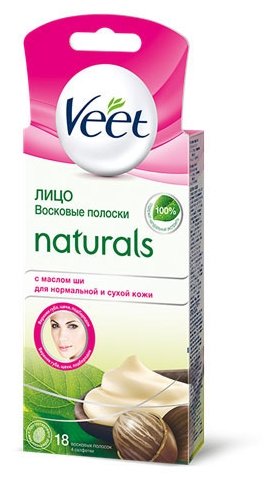 Veet Восковые полоски Naturals с маслом ши для лица для нормальной и сухой кожи (фото modal 1)