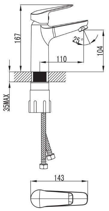 Однорычажный смеситель для раковины (умывальника) IDDIS Torr TORSB00i08 (фото modal 2)
