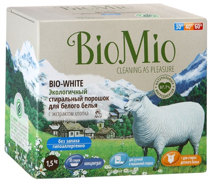 Стиральный порошок BioMio BIO-WHITE с экстрактом хлопка (фото modal 1)