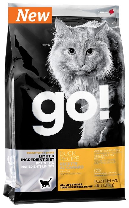 Корм для кошек GO! (3.63 кг) Sensitivity + Shine Duck Cat Recipe Limited Ingredient Diet, Grain Free (фото modal 1)
