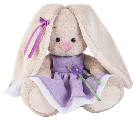 Мягкая игрушка Зайка Ми в фиолетовом платье с цветочком 15 см (фото modal 1)