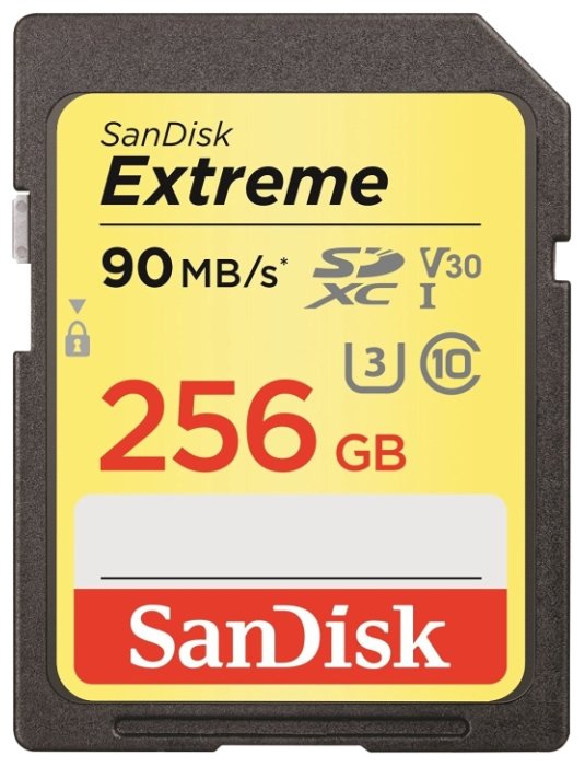 Карта памяти SanDisk Extreme SDXC UHS Class 3 V30 90MB/s 256GB (фото modal 1)