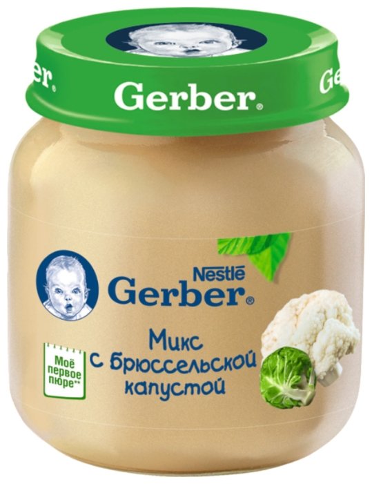 Пюре Gerber Микс с брюссельской капустой (с 5 месяцев) 130 г, 1 шт. (фото modal 1)