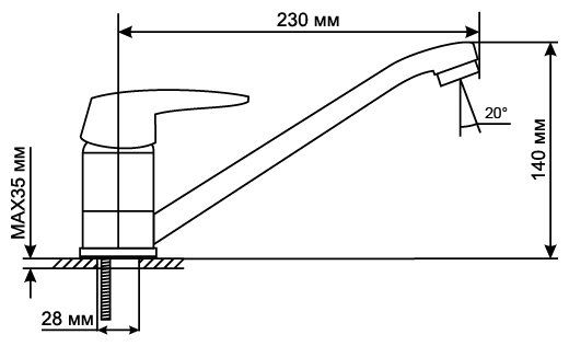 Однорычажный смеситель для кухни (мойки) Mixline ML08-03 (фото modal 2)