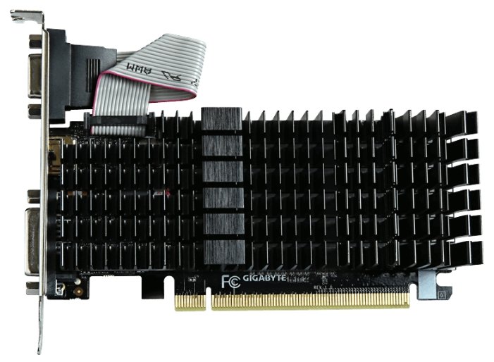 Видеокарта GIGABYTE GeForce GT 710 954Mhz PCI-E 2.0 1024Mb 1600Mhz 64 bit DVI HDMI HDCP Silent (фото modal 1)