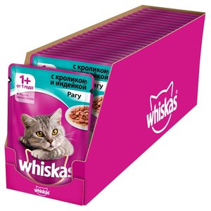 Корм для кошек Whiskas Рагу с кроликом и индейкой для взрослых кошек (0.085 кг) 24 шт. (фото modal nav 1)