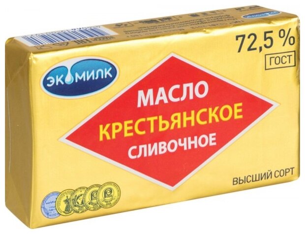 Экомилк Масло сливочное 72.5%, 180 г (фото modal 1)