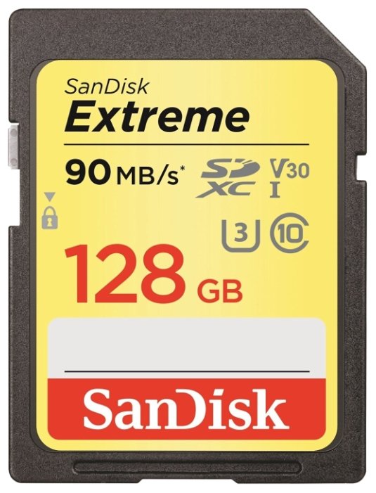 Карта памяти SanDisk Extreme SDXC UHS Class 3 V30 90MB/s 128GB (фото modal 1)