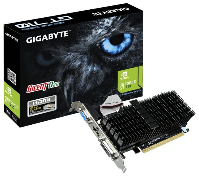 Видеокарта GIGABYTE GeForce GT 710 954Mhz PCI-E 2.0 1024Mb 1600Mhz 64 bit DVI HDMI HDCP Silent (фото modal 4)