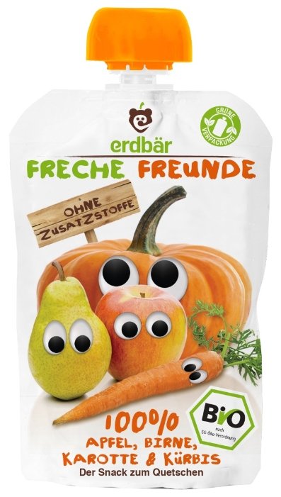 Пюре Freche Freunde тыква-груша-яблоко-морковь, (с 12 месяцев), 100 г, 1 шт. (фото modal 1)