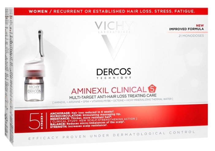 Vichy DERCOS AMINEXIL INTENSIVE 5, средство против выпадения волос для женщин (фото modal 1)
