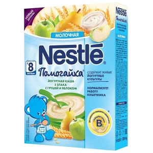 Каша Nestlé молочная Помогайка 3 злака с йогуртом, грушей и яблоком (с 8 месяцев) 200 г (фото modal nav 1)