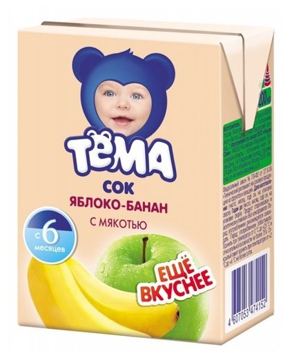 Сок с мякотью Тёма Яблоко-банан, c 6 месяцев (фото modal 1)
