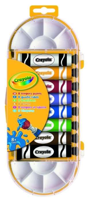 Crayola Темперные краски 8 цветов х 12 мл, с палитрой (7407) (фото modal 1)