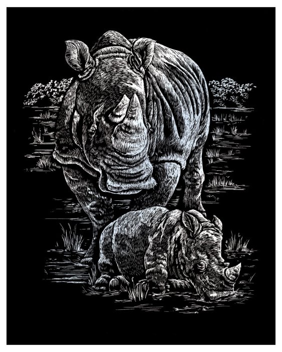 Гравюра Royal & Langnickel Носорог и малыш (SILF21) серебристая основа (фото modal 1)