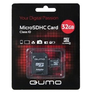 Карта памяти Qumo microSDHC class 10 + SD adapter (фото modal nav 1)
