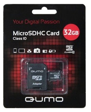 Карта памяти Qumo microSDHC class 10 + SD adapter (фото modal 1)