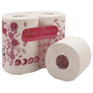 Туалетная бумага Celtex Tissue Flowers Premium трехслойная белая (фото modal nav 1)