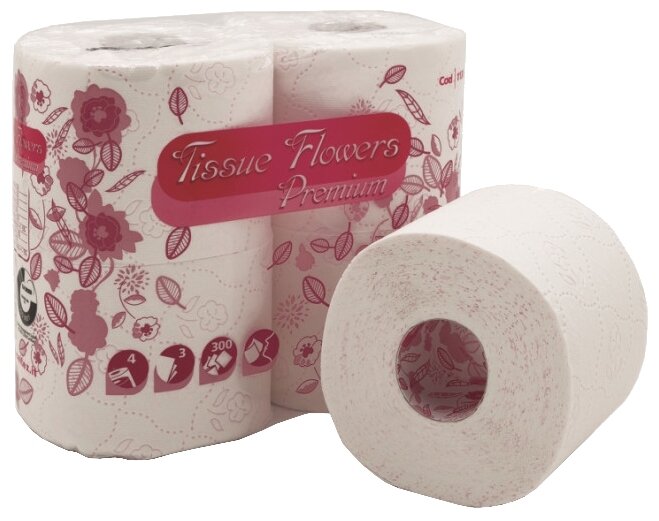 Туалетная бумага Celtex Tissue Flowers Premium трехслойная белая (фото modal 1)