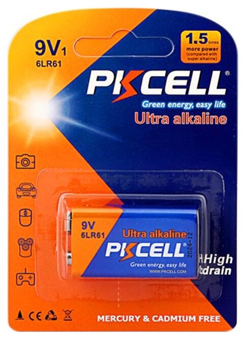 Батарейка PKCELL Ultra Digital Alkaline Крона/6LR61 (фото modal 1)
