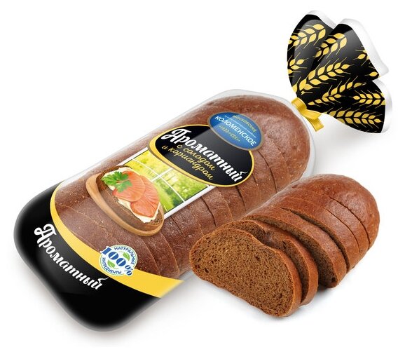 Коломенское Хлеб Ароматный пшеничный с ржаным солодом и кориандром в нарезке 400 г (фото modal 1)