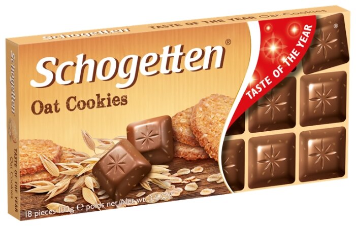 Шоколад Schogetten Oat Cookies молочный с кусочками овсяного печенья (фото modal 1)