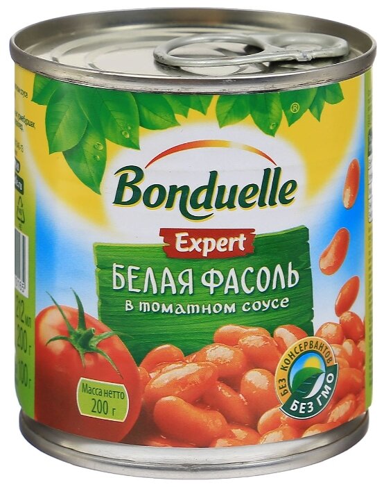 Фасоль Bonduelle Expert белая в томатном соусе, жестяная банка 200 г (фото modal 1)